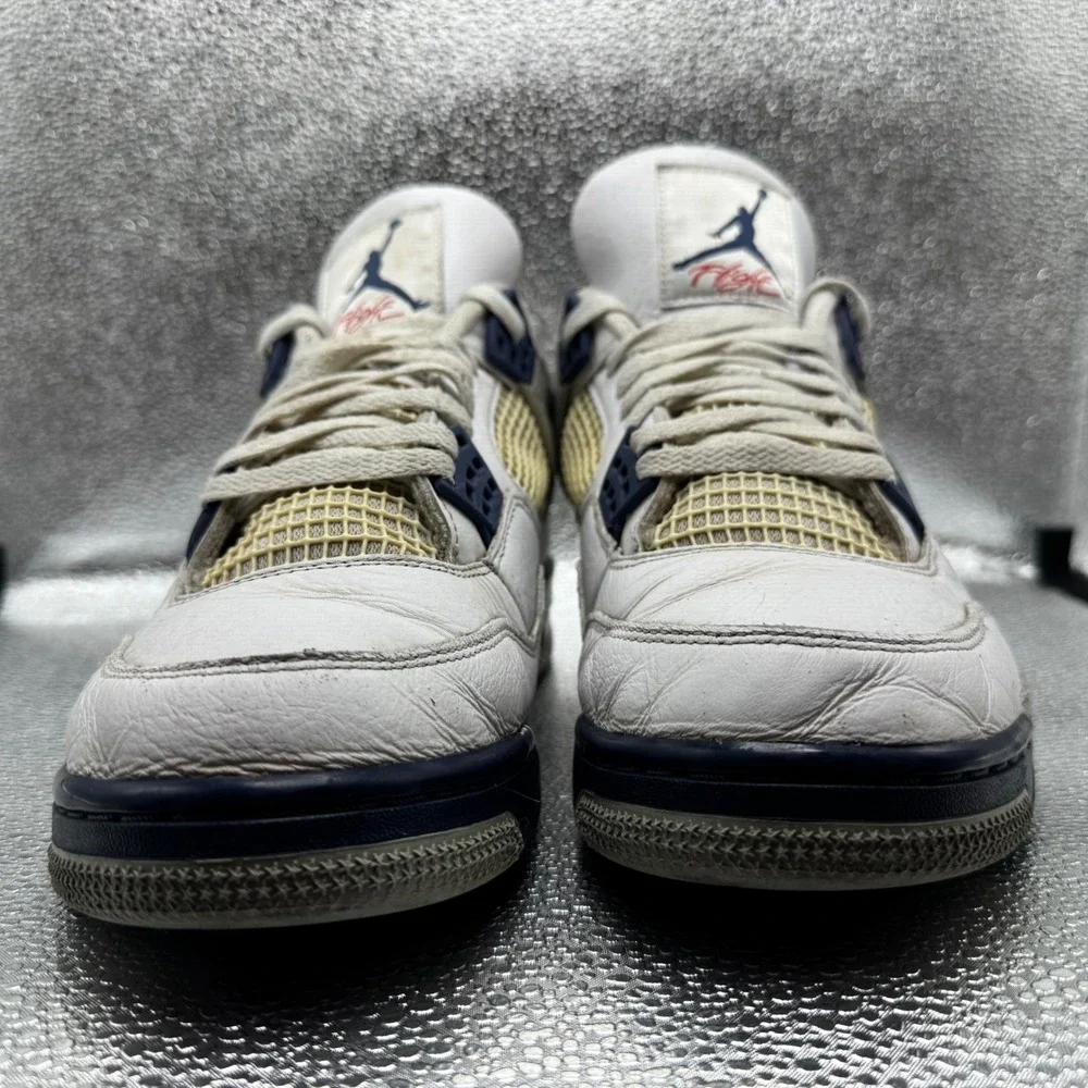 Size 10 Jordan 4 Retro Midnight Navy Mens White Good DH6927-140 Cement Print